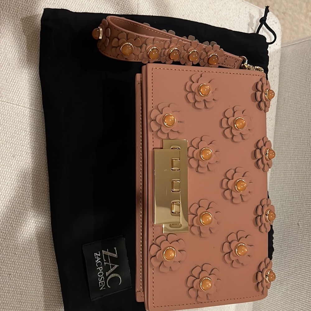Zac Posen jeweled flower wristlet purse